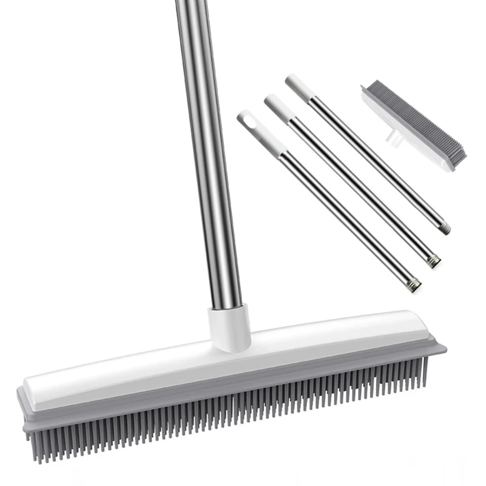 Grabbo Rubber Pet Hair Removal Broom – Carpet & Floor Fur Cleaner