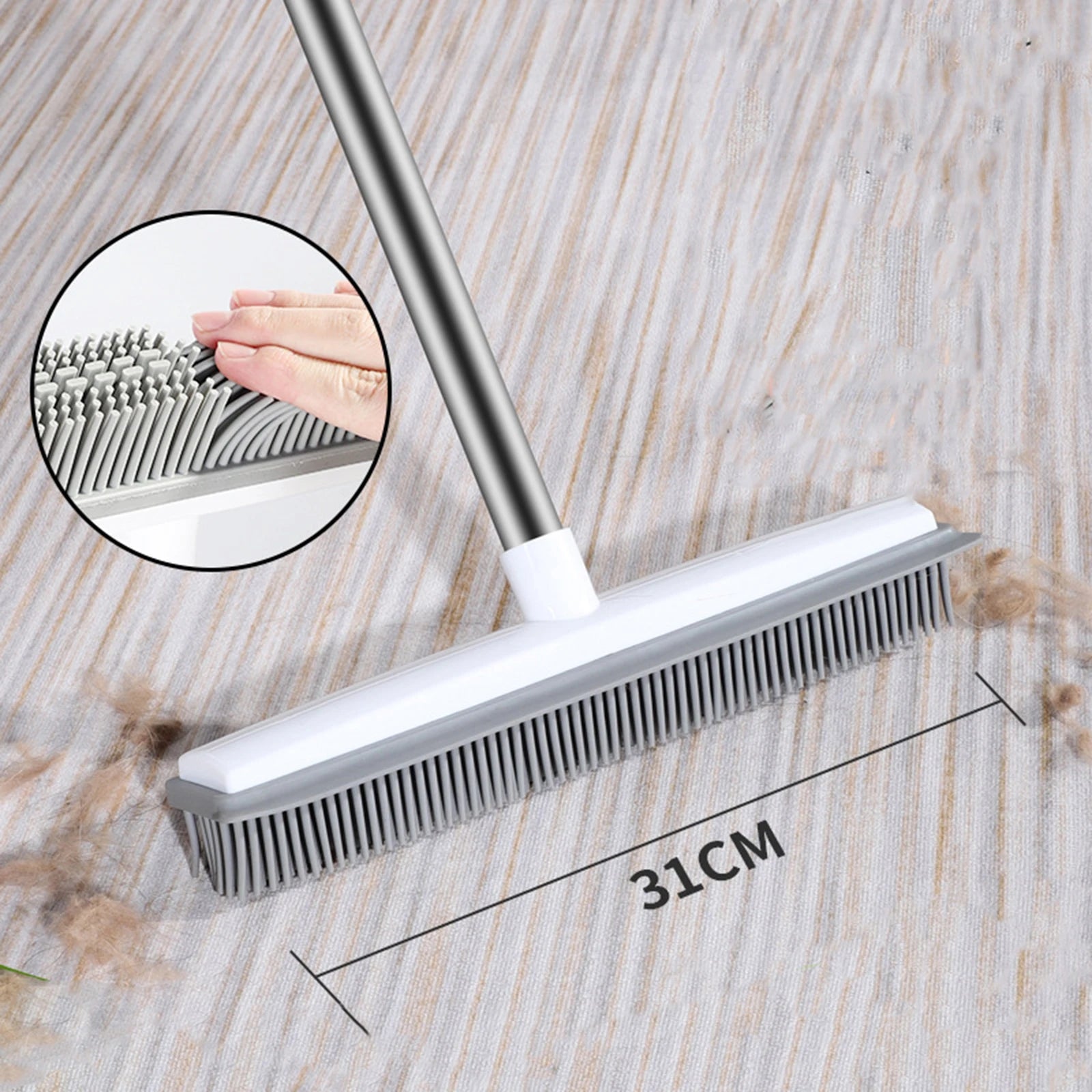 Grabbo Rubber Pet Hair Removal Broom – Carpet & Floor Fur Cleaner